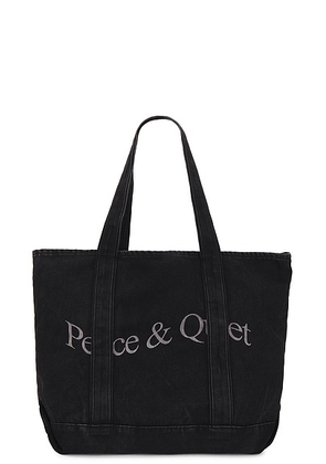 Museum of Peace and Quiet Wordmark Denim Boat Tote in Black Wash - Black. Size all.