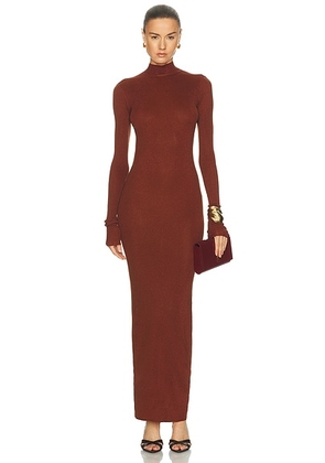 SAME Shimmer Mockneck Dress in Rust - Metallic Copper. Size L (also in S, M).