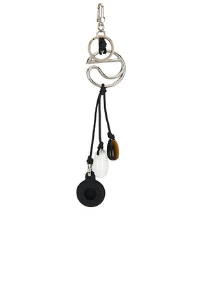Coperni Stone Key Chain in Black - Black,Metallic Silver. Size all.
