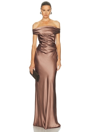 The Sei Bardot Gown in Truffle - Brown. Size 4 (also in 0, 2, 6, 8).