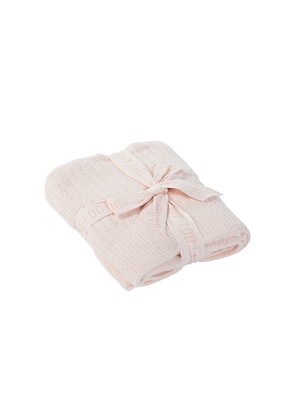Barefoot Dreams Kids Cozychic Light Ribbed Baby Blanket in Pink.