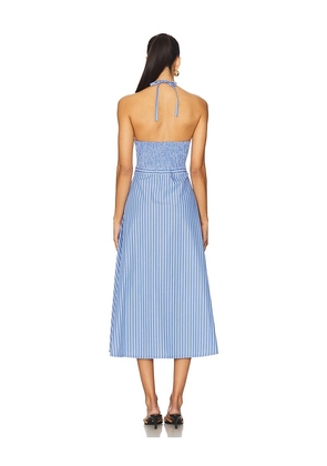 Central Park West Kira Halter Shirt Dress in Blue. Size M. Also in S, XL.