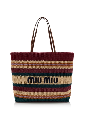 Miu Miu Raffia-Effect Woven Tote Bag - Moda Operandi