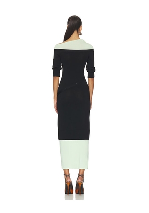 THE ATTICO Asymmetric Midi Dress in Black. Size 38. Also in 42, 44.