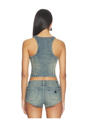 Abrand Addison Racer Vest Top in Blue. Size L. Also in S, XS, M, XL, XXL.