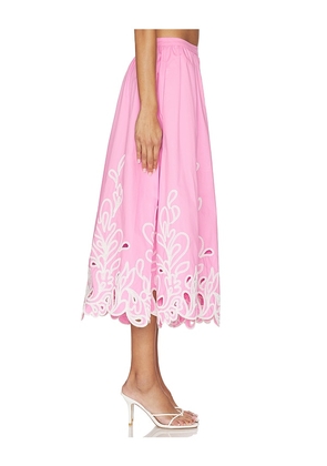 Cinq a Sept Paisley Bloom Embroidered Espe Skirt in Pink. Size 0. Also in 2, 4.