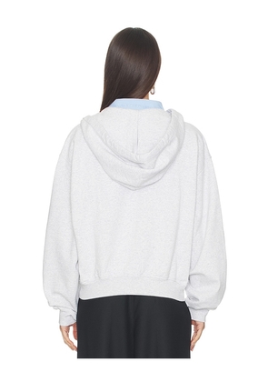 Alexander Wang Prestyled Slashed Hoodie With Cropped Shirt Dickie in Light Grey. Size L. Also in M, S, XS.