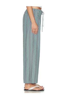 DONNI. The Pop Stripe Drawstring Pant in Sage. Size L. Also in XS, S, M, XL.