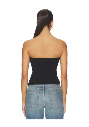 Enza Costa Cotton Rib Bandeau Top in Black. Size L. Also in XS, S, XL.