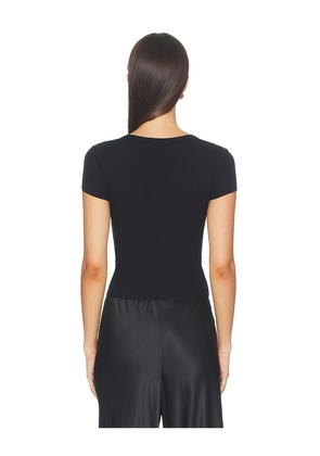 Eterne Short Sleeve V-neck Baby Tee in Black. Size L. Also in S, M.