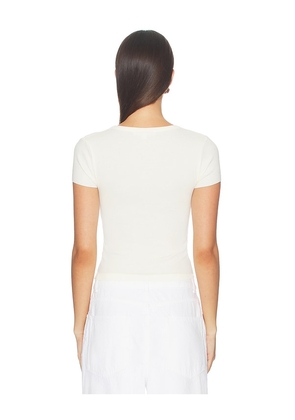 Eterne Short Sleeve V-neck Baby Tee in Cream. Size L. Also in XS, S, M.