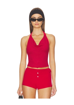 Frankies Bikinis X JENNIE Briar Cloud Knit Halter Top in Red. Size L. Also in S, XXS, XS, M.