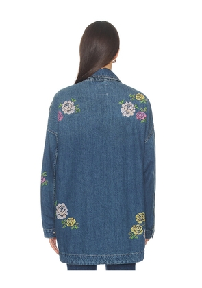 Free People x We The Free Madison City Embroidered Jacket in Blue. Size L. Also in M, XL.
