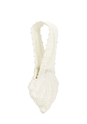 For Love & Lemons Satin Shell Bag in Cream.
