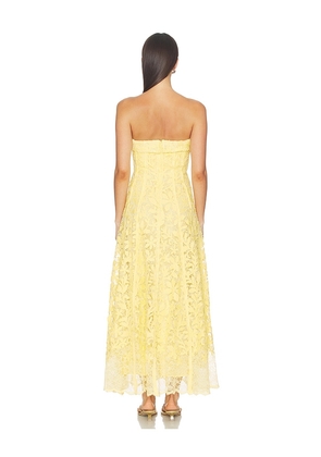 SIMKHAI Imogen Cotton Lace Bustier Midi Dress in Yellow. Size 0. Also in 2, 4.