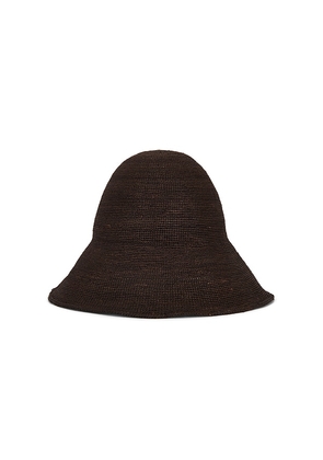 Janessa Leone Teagan Bucket Hat in Chocolate. Size L. Also in S.