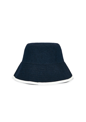 Favorite Daughter The Color Block Canvas Bucket Hat in Blue.