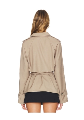 LIONESS Cropped Trencherous Coat in Beige. Size XXS. Also in XS, S, M, L, XL, XXL.