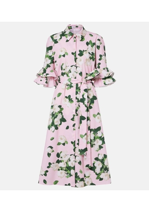 Carolina Herrera Belted floral cotton-blend shirt dress