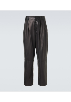 Giorgio Armani Archivio pleated leather straight pants
