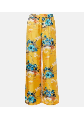 Gucci Printed silk twill Palazzo pants