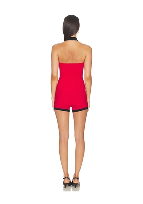 Nana Jacqueline Ava Knit Romper in Red. Size L. Also in S, M.