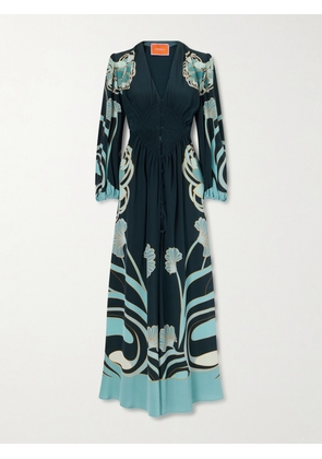 La DoubleJ - Printed Silk Maxi Dress - Blue - xx small,x small,small,medium,large,x large,xx large