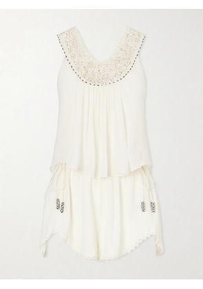 Isabel Marant - Nilany Lace-trimmed Silk-crepe Playsuit - Neutrals - FR 34,FR 36,FR 38,FR 40,FR 42