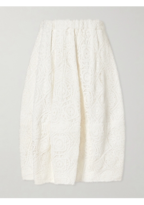 Comme des Garçons - Pleated Crocheted Cotton Midi Skirt - Neutrals - x small,small,medium,large