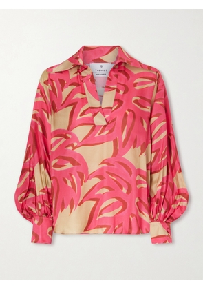Themis Z - Ismene Printed Silk-blend Satin Blouse - Pink - x small,small,medium,large