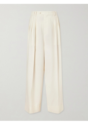 Calvin Klein Collection - Alexandra Pleated Grain De Poudre Wool Wide-leg Pants - Neutrals - IT36,IT38,IT40,IT42,IT44,IT46
