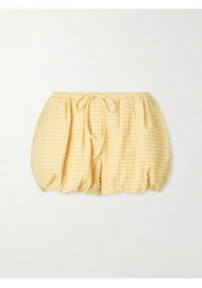 SIMKHAI - Addie Checked Seersucker Shorts - Orange - x small,small,medium,large
