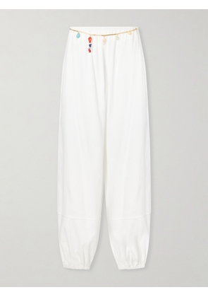 Stella McCartney - Embellished Cotton-crepe Pants - White - IT34,IT36,IT38,IT40,IT42,IT44,IT46