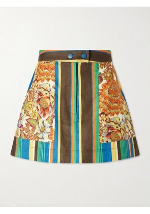 ALÉMAIS - Striped Cotton Mini Skirt - Green - UK 6,UK 8,UK 10,UK 12,UK 14