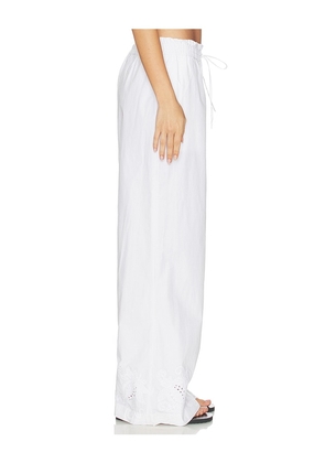 Rag & Bone Marin Embroidered Pant in White. Size L. Also in S, M.