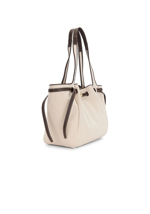 Tory Burch Romy Canvas Tote in Tan.