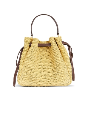 Tory Burch Romy Straw Bucket Bag in Neutral.