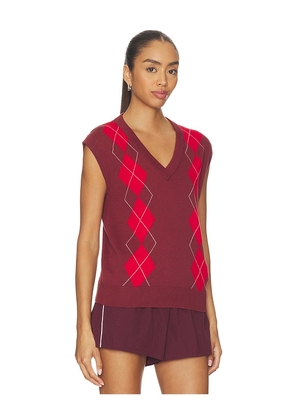 Varley Ruben Argyle Knit Vest Top in Burgundy. Size L. Also in XS, S, M, XL.