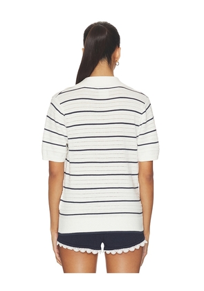 Varley Wren Knit Polo Top in White. Size L. Also in XS, S, M.