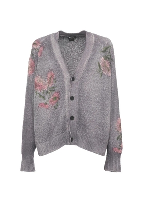 Avant Toi floral-embroidered cardigan - Grey