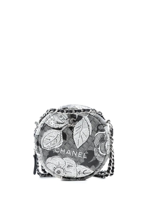 CHANEL Pre-Owned 2018-2019 CC Calfskin Floral Round Clutch on Chain crossbody bag - Grey