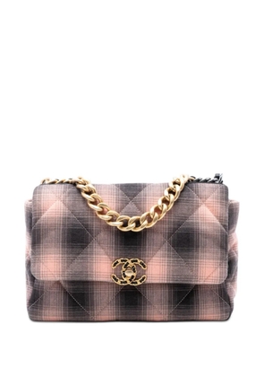 CHANEL Pre-Owned 2021-2026 Large Cotton Check 19 Flap satchel - Grey