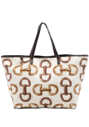 Gucci Pre-Owned 2000-2015 Printed Canvas Bamboo Horsebit tote bag - Brown