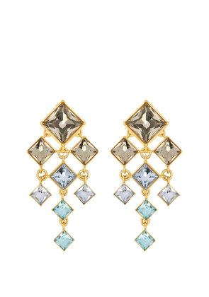 Oscar de la Renta square-cut rhinestone chandelier clip-on earrings - Gold