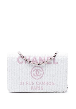 CHANEL Pre-Owned 2017-2018 Canvas Deauville Wallet On Chain crossbody bag - Pink