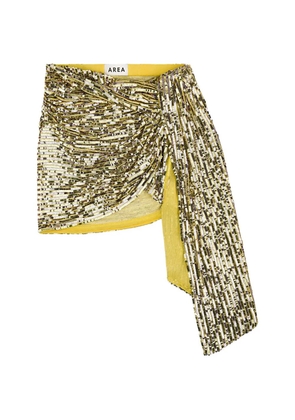 AREA sequin-embellished wrapped skirt - Gold