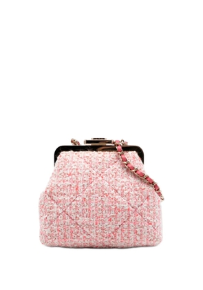CHANEL Pre-Owned 2020 Quilted Tweed Kisslock Clutch With Chain crossbody bag - Pink
