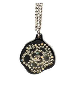 CHANEL Pre-Owned 2003 Brass Camellia Resin Strass Pendant Necklace costume necklace - Silver