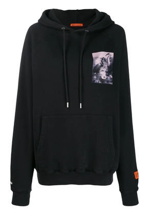 Heron Preston chest print rear logo hoodie - Black
