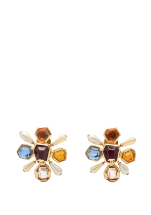 CHANEL Pre-Owned 2001 CC Gold Plated Gripoix Clip On Earrings costume earrings
